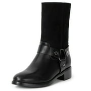 Alpine Swiss Daria Womens Moto Biker Boots Vegan Leather Motorcycle Mid Calf Booties